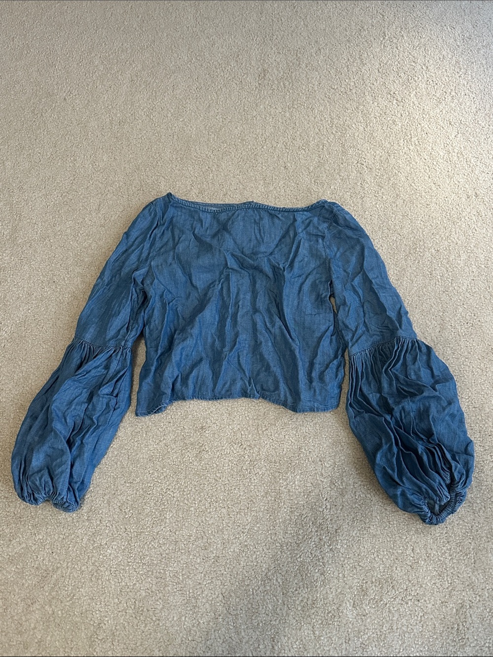 American Eagle Outfitters Light Blue Denim Blouse